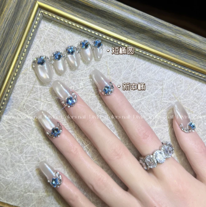 海洋之星   设计款施华洛世猫眼仙女粉全华穿戴美甲