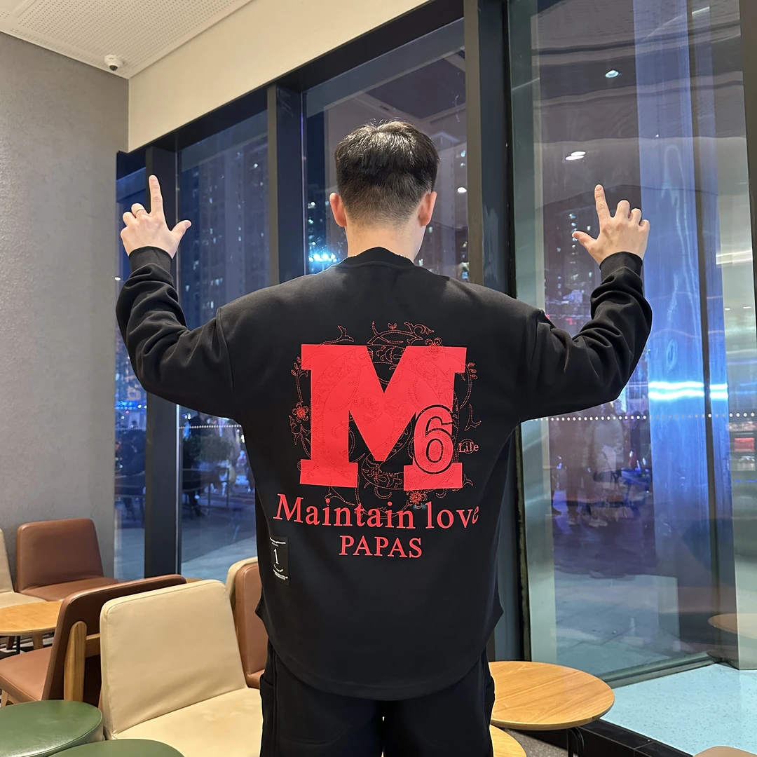 探戈精品【M字母】冬季新款加绒加厚圆领卫衣潮牌风情侣款长袖89258