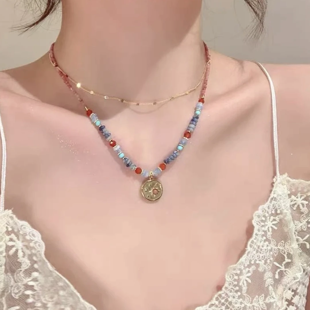 钛钢项链 【春兰】时尚复古串珠项链气质高级感设计小众颈链女百搭