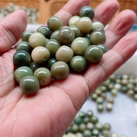 白玉菩提吊坠精品12-11青提桶珠20颗