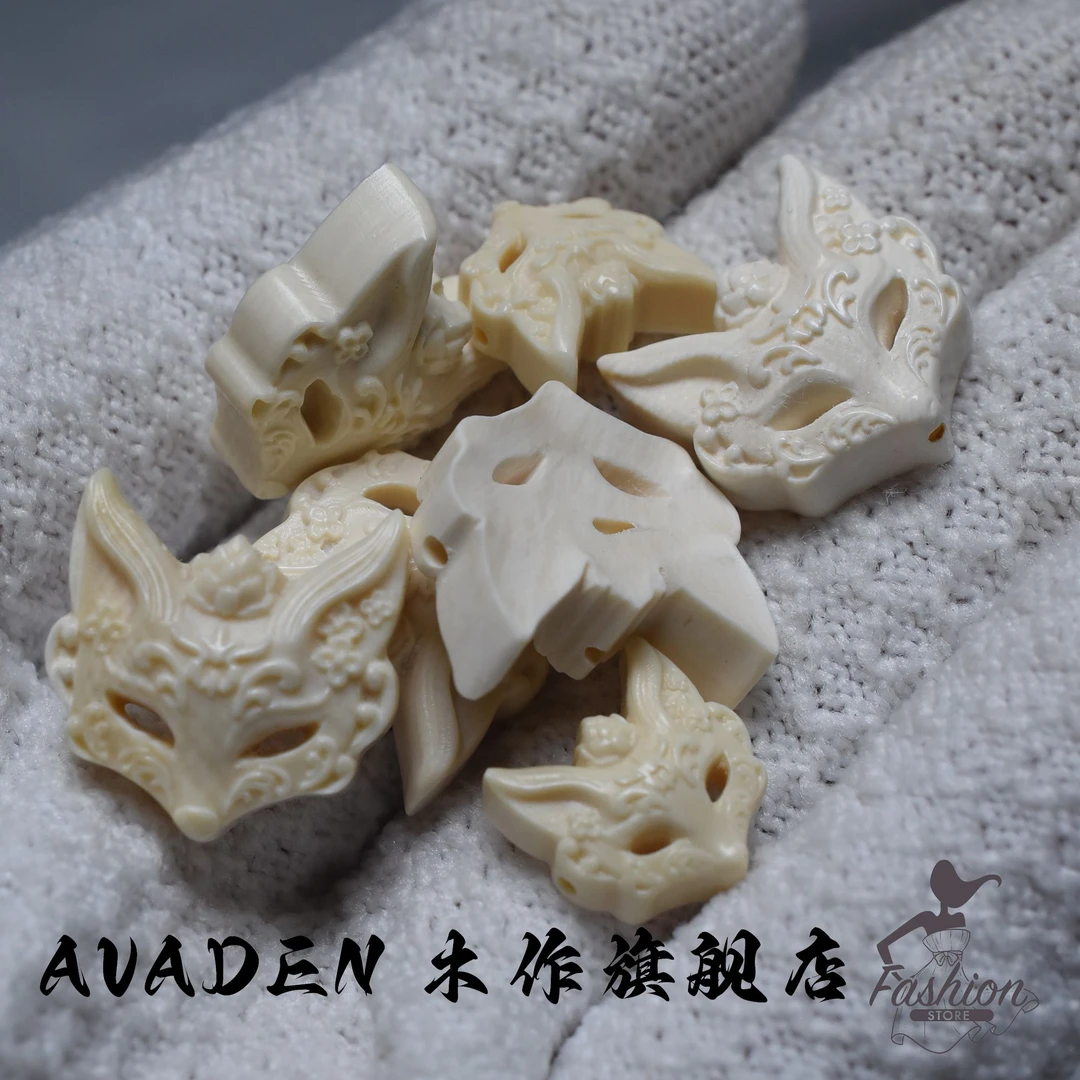 天然保真猛犸牙 狐狸面具顶珠背云DIY文玩手链项链挂件配饰A0134