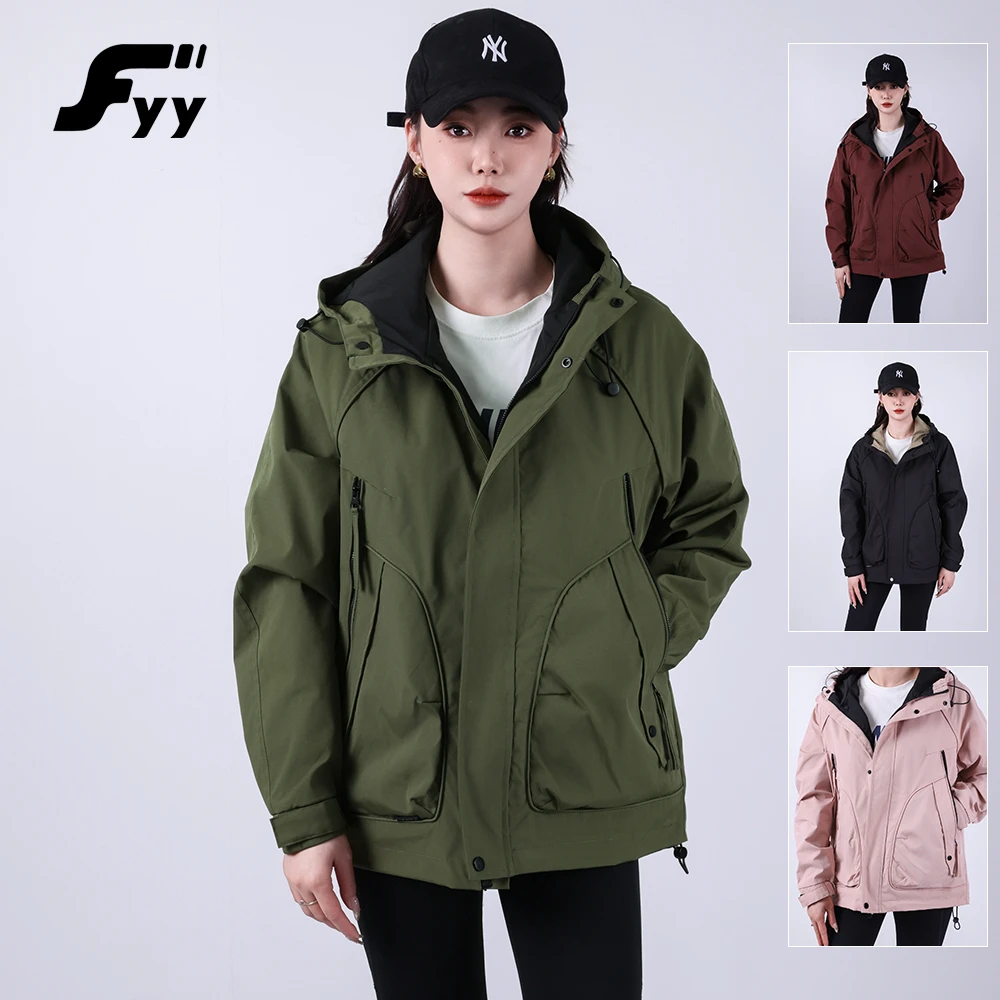 男士冲锋衣男女同款户外运动防风美式潮牌宽松休闲夹克简约潮外套