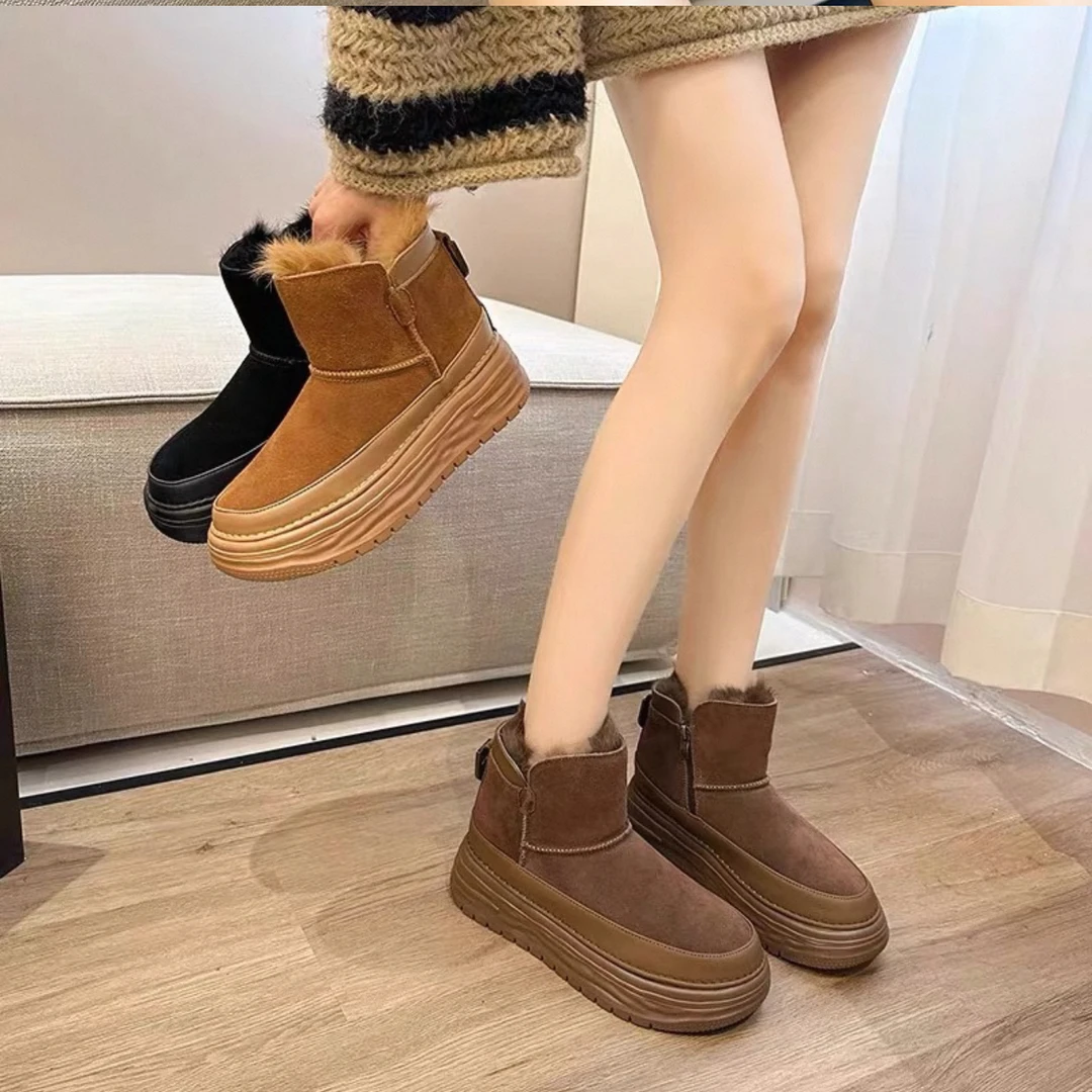 2025冬季新款百搭雪地靴女保暖厚底增高休闲鞋A2