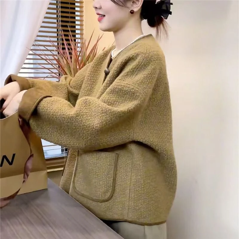 【清货+运费险】短款皮毛一体外套慵懒风休闲高级感春秋上衣YY518