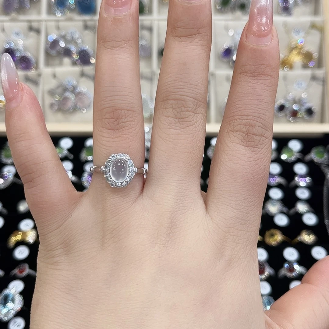 岫玉银S925镶嵌戒指