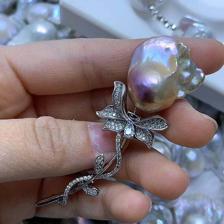 淡水珍珠耳饰银S925镶嵌