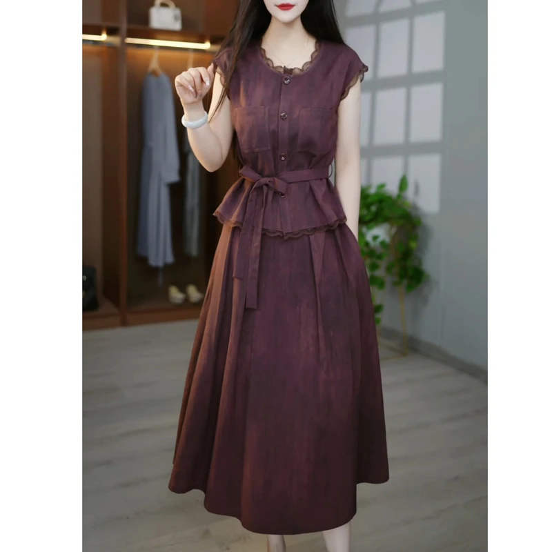 拼接小衫上衣半身裙套装女2025年夏季新款时尚气质百搭显瘦两件套