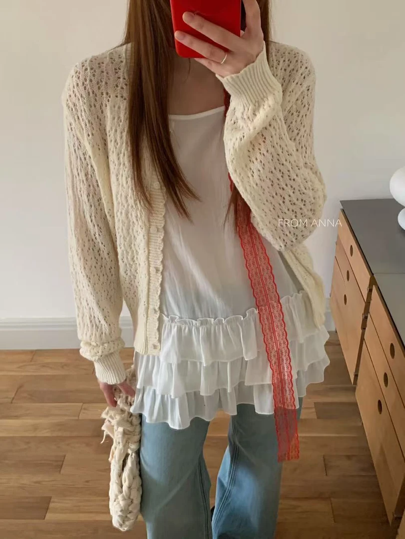 anna@150097 韩系简约百搭镂空开衫 3-6