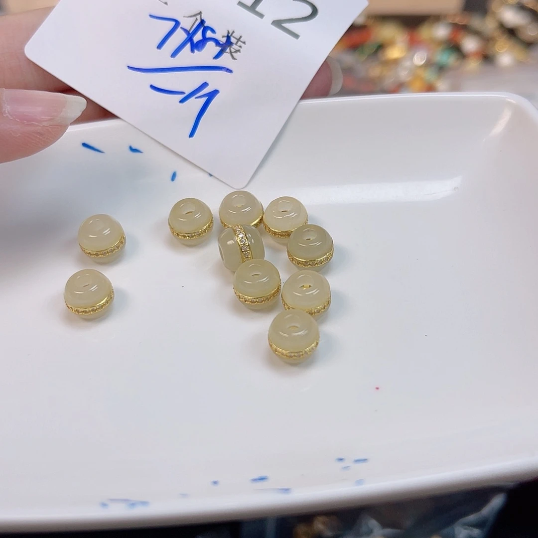 水晶珠宝半成品银S925镀金镶嵌112 。