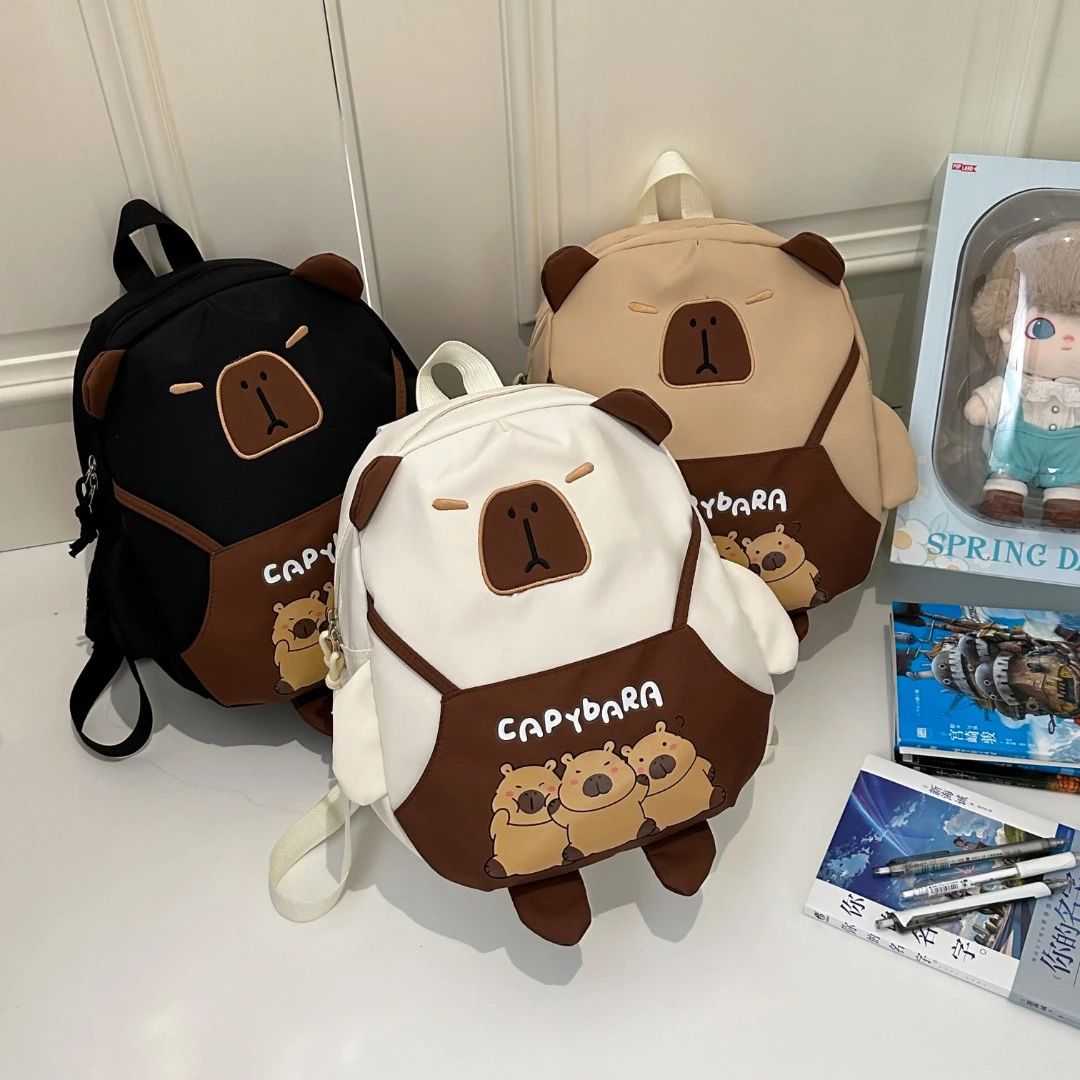 新款可爱卡皮巴拉双肩背包轻便外出韩版透气春游研学春游小背包潮