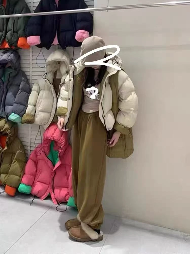 小妳XiaoNi———（新冬拼色戴帽习习外套6340115）