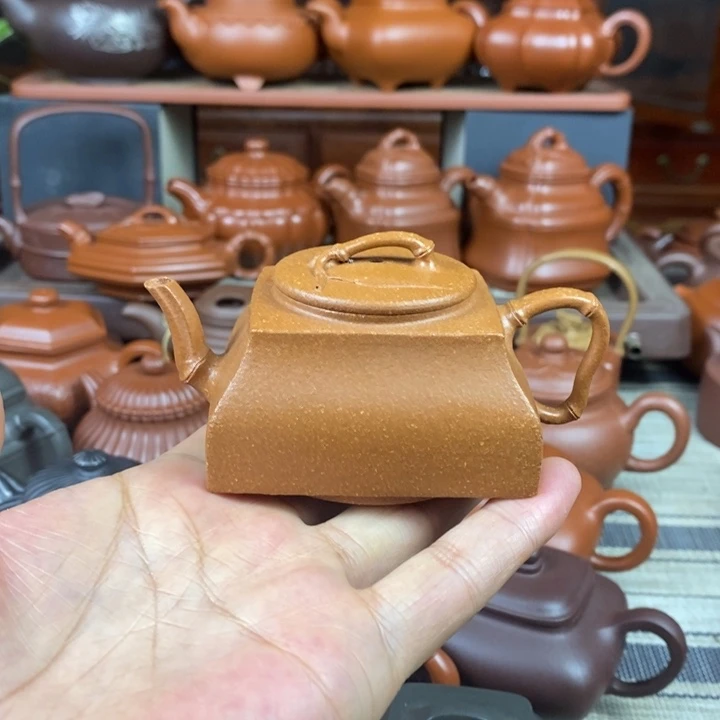 茶壶紫砂方竹120CC原矿黄金段紫砂特价