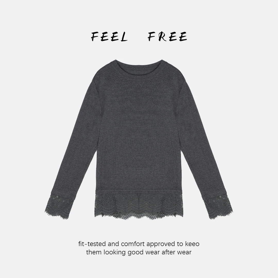 FEEL FREE-小灰花边打底tee 2025新款NEW