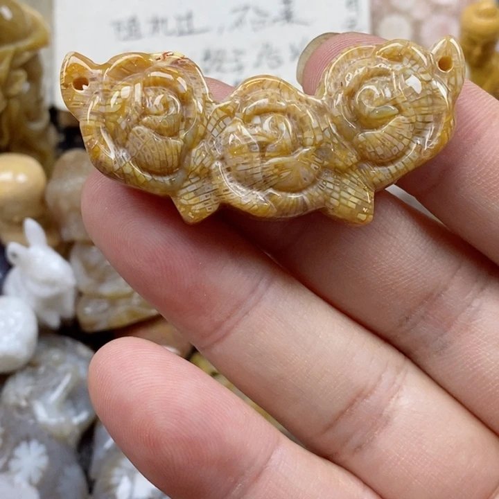颈饰未镶嵌硅化珊瑚（珊瑚玉）