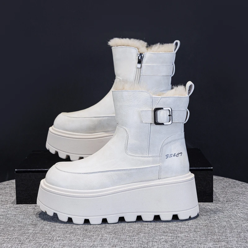 厚底增高雪地靴女2025冬季新款加绒加厚棉鞋短筒棉靴松糕底短靴子