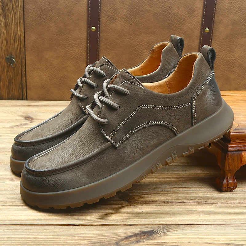 系带复古透气防滑休闲皮鞋韩版软底百搭男士