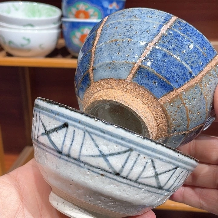 紫砂第113号，全新南樂底款粗陶手绘碗两只