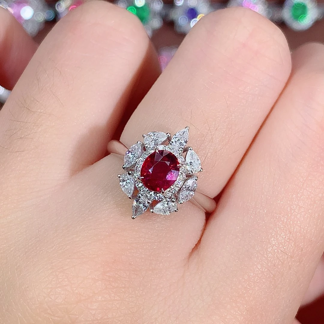 18K金镶嵌戒指红宝石1.04ct/天然宝石/七天无理由