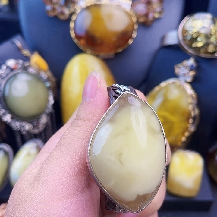 琥珀银S925镶嵌裸石