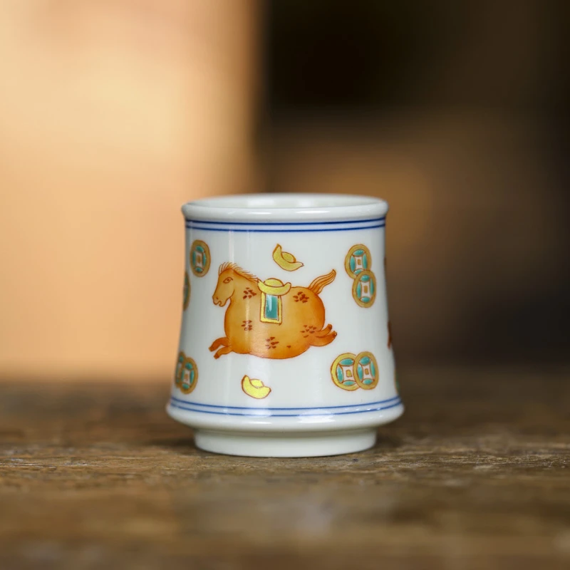 【斋居】立勤堂矾红马上有钱马蹄杯(FH-B-056)