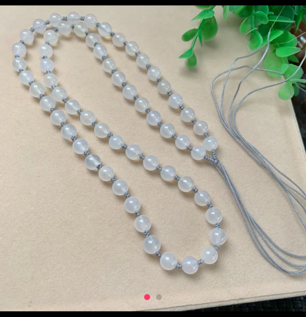 白冰玛瑙吊坠链条-珠子直径约8mm左右