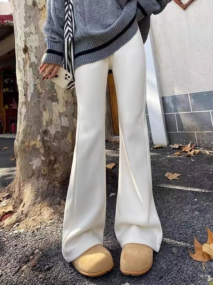 微喇裤休闲裤高腰加厚拖地裤秋冬时尚INS风针织