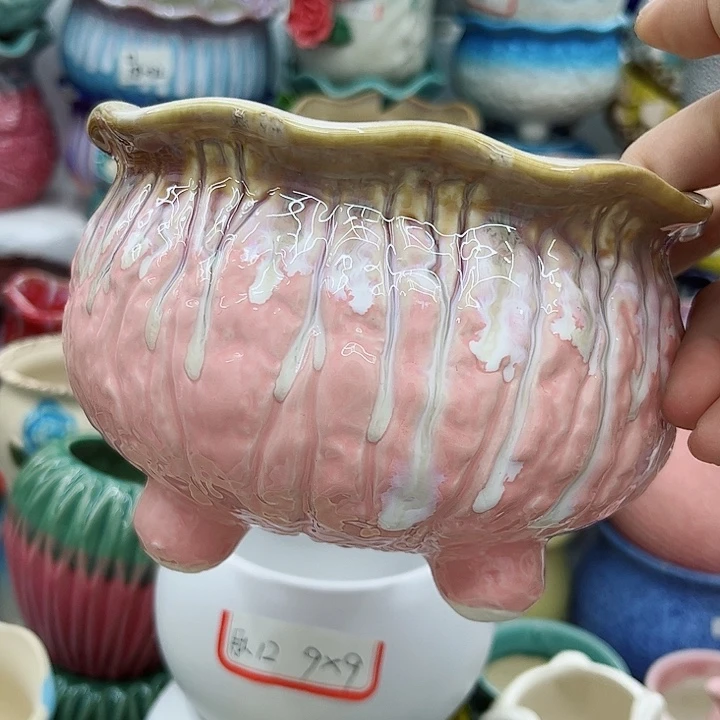 多肉绿植陶瓷花盆9.9包邮，有孔