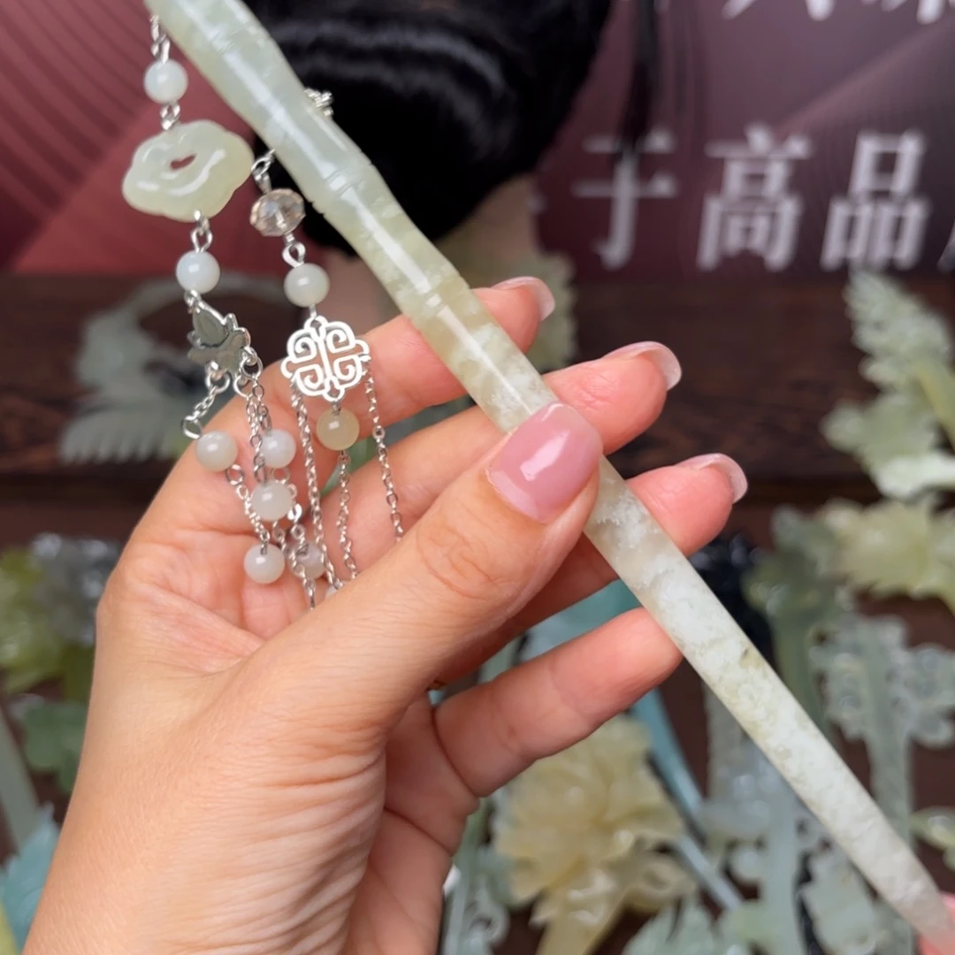 蛇纹石玉合金发饰