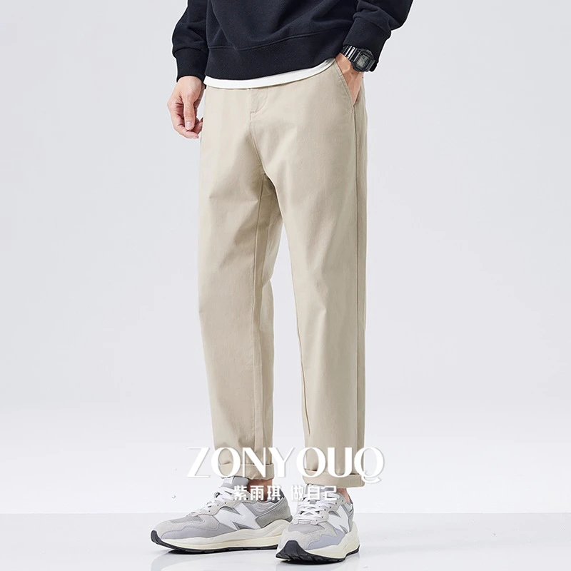 ZONYOUQ休闲裤运动直筒透气薄款水洗百搭男裤夏季纯色修身男士标