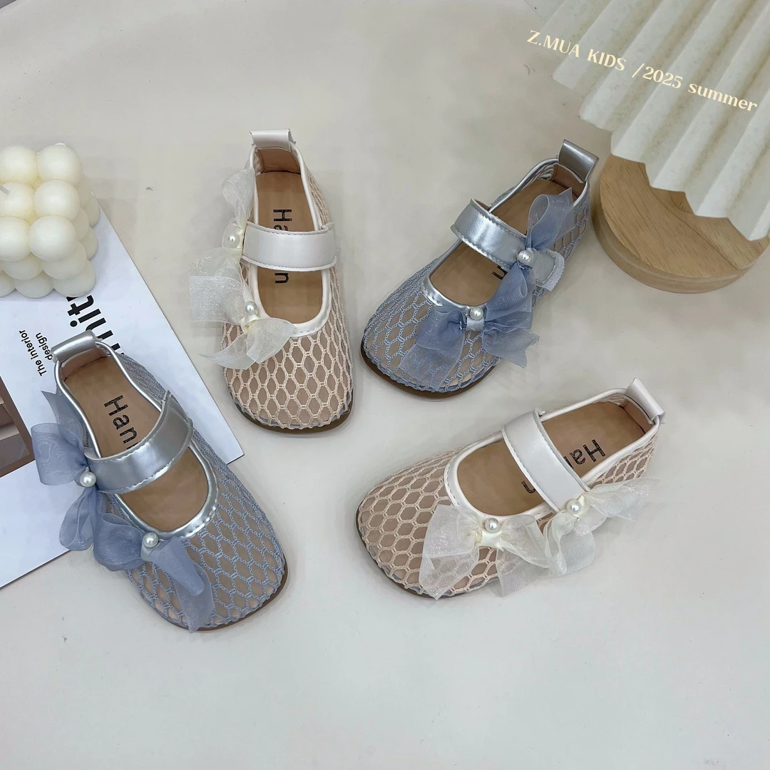 女童镂空凉鞋儿童软底公主鞋春夏新款网纱透气单鞋7278