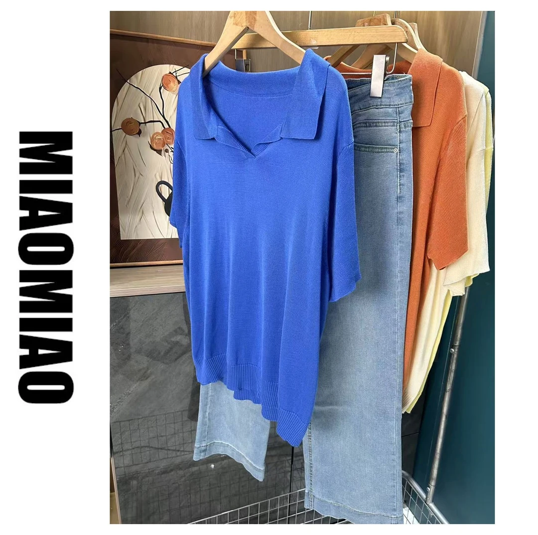 2025新款时尚简约Polo领针织t恤百搭纯色气质上衣810