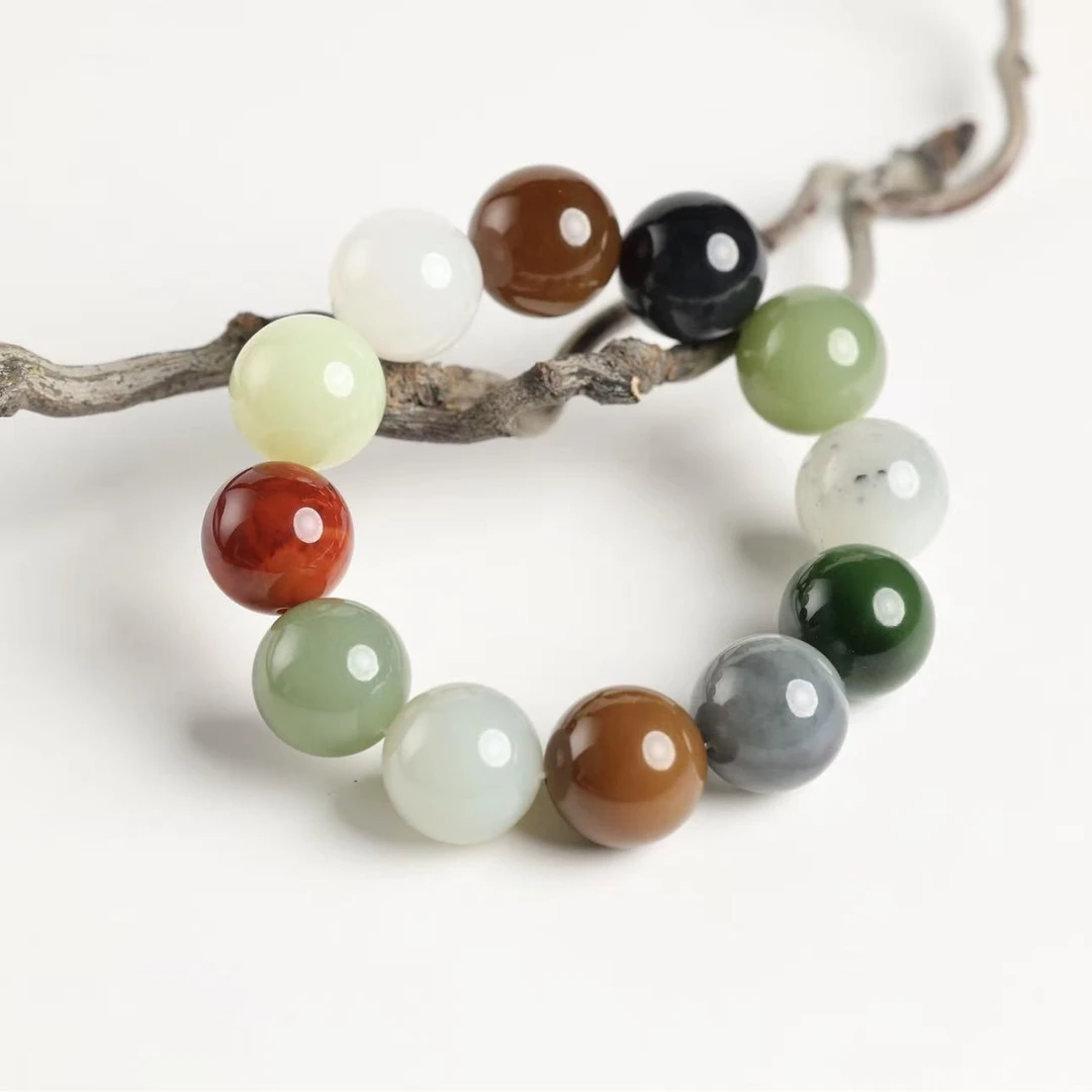 “归源”严选精品和田玉高色多宝17mm手串