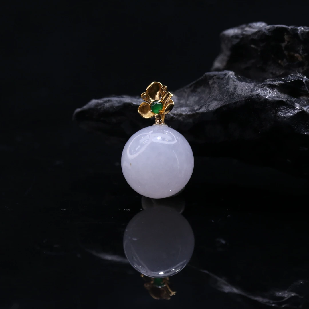 6天然缅甸翡翠A货18k珠子吊坠/700781/北京中保拍卖