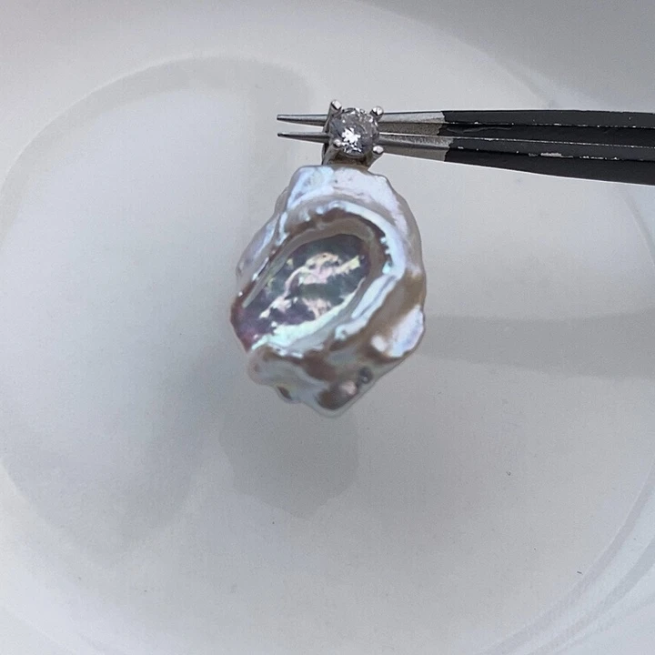 淡水珍珠银S925镶嵌吊坠(不含链)45