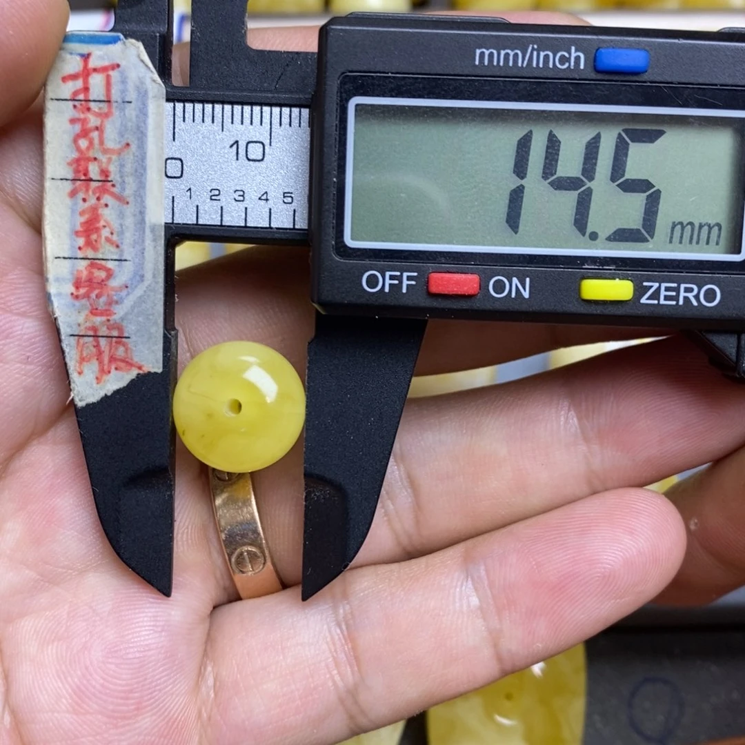 蜜蜡未镶嵌裸石14.5x8.9微粉算盘珠