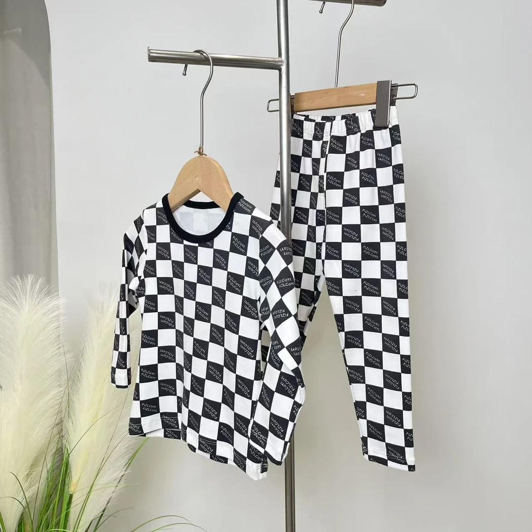 秋冬家居服套装黑白格 9019舒系