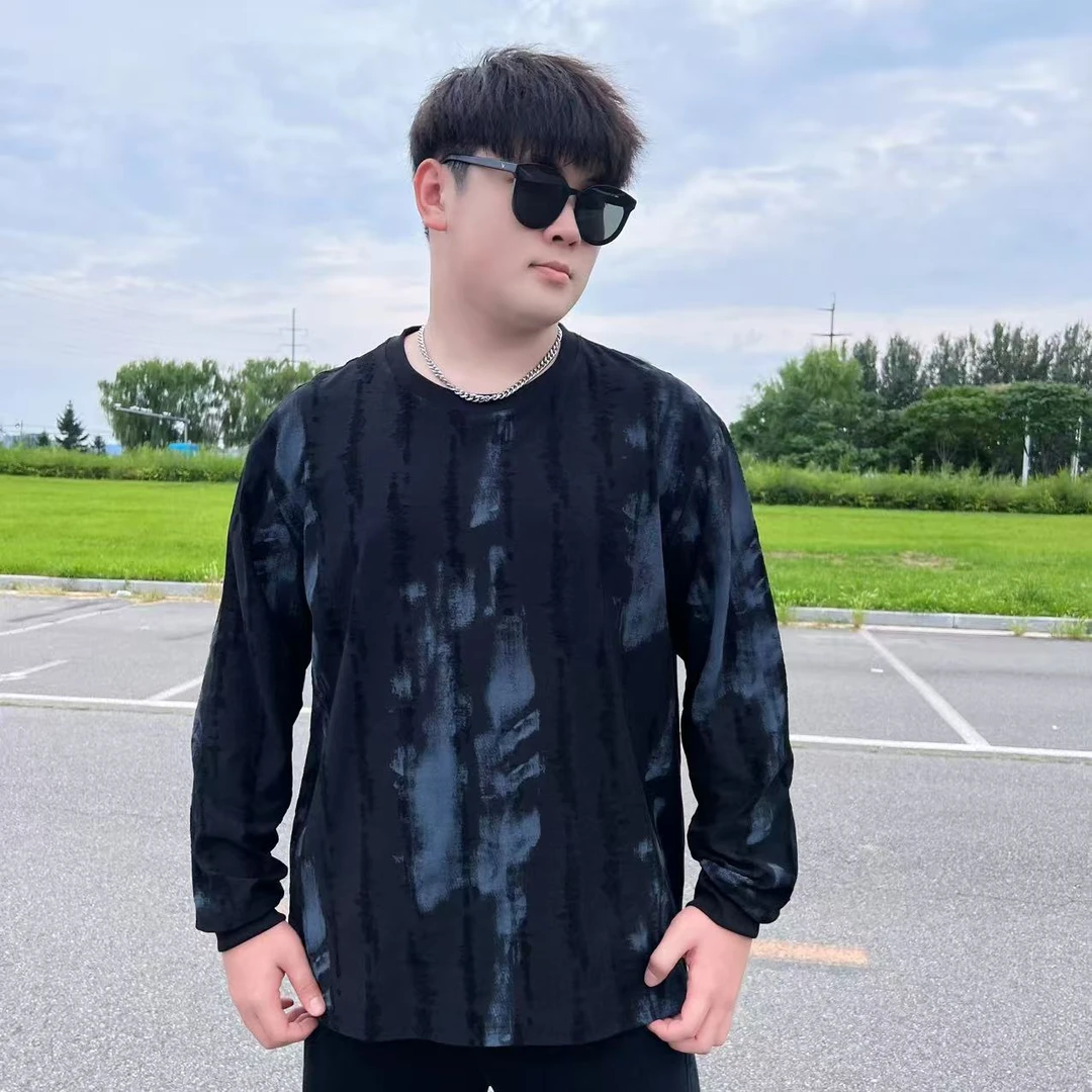 秋季上新 大码男装圆领长袖扎染卫衣  加大男士休闲卫衣套头72660