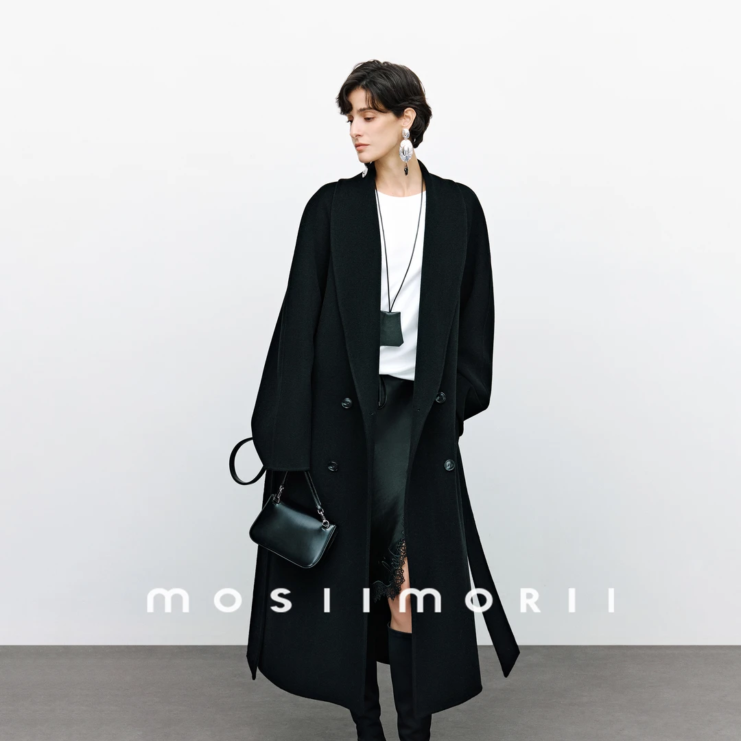 袋子专属【香榭乐章】100%绵羊毛中长款高级外套女春秋双面毛呢大衣