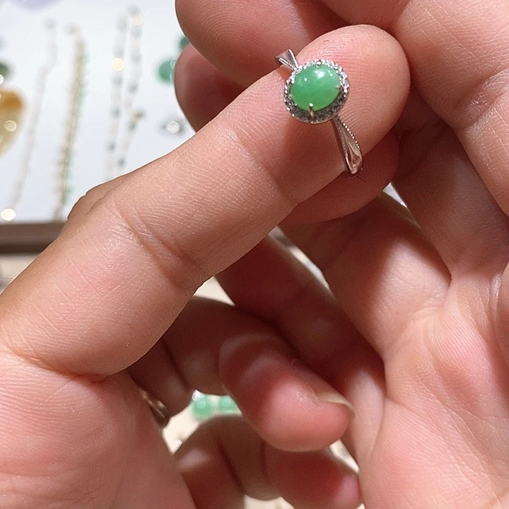 银S925镶嵌戒指翡翠63号