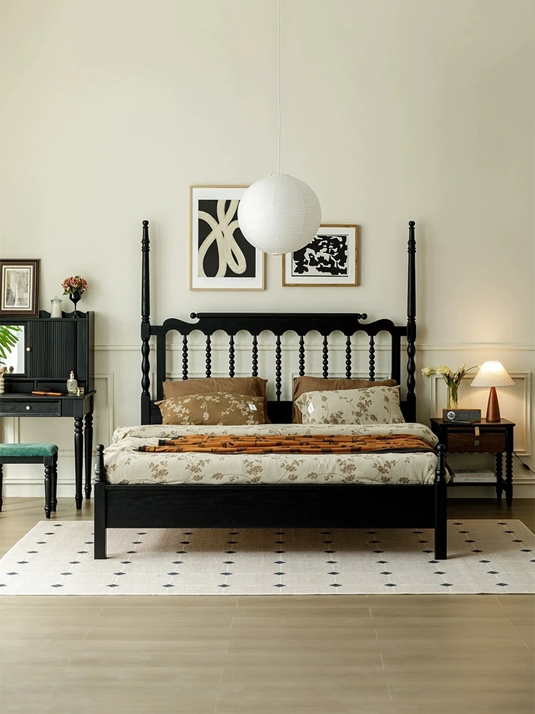 法式床边高度可调节风实木床单人简约高箱酒店美式轻奢