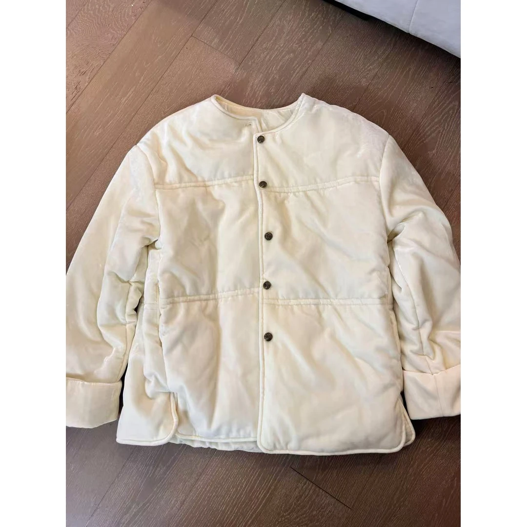 2024秋冬 极简百搭三段分割丝绒棉服 2411B5205