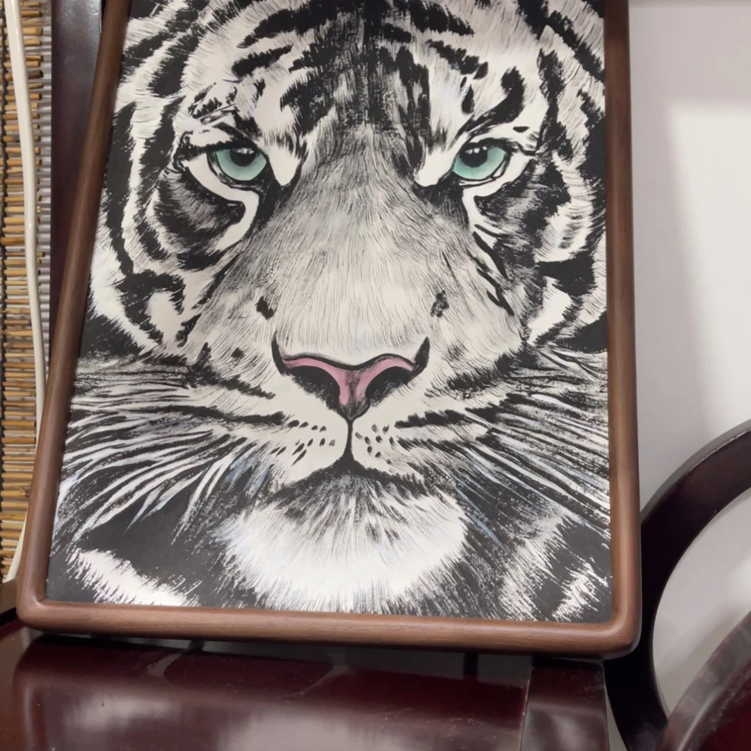 S***T国画手绘国画摆台虎头