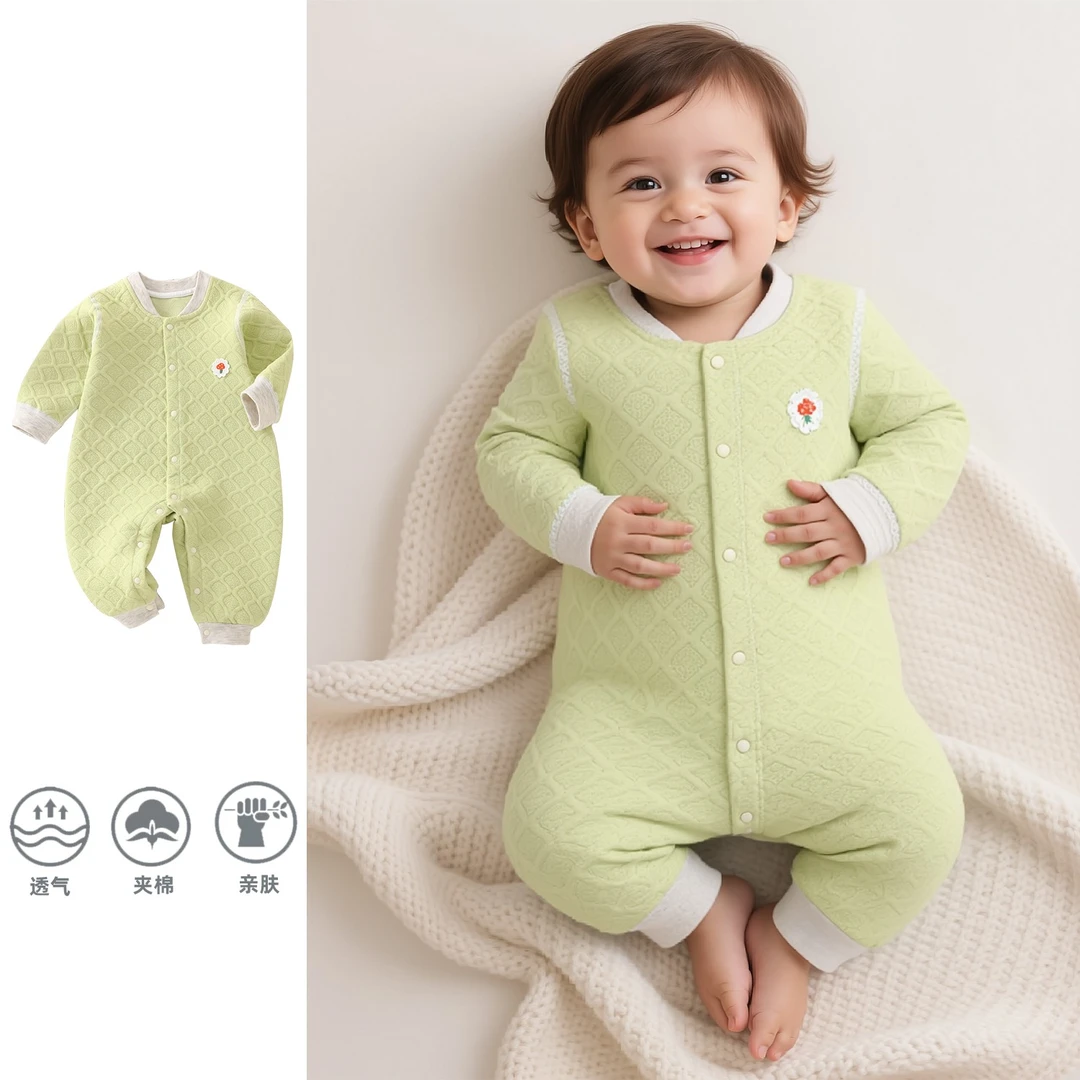 婴儿连体衣秋冬季加厚哈衣爬服长袖宝宝外出服保暖夹棉新生儿衣服