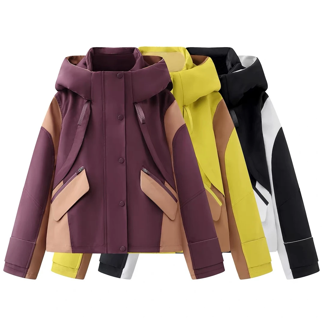 【冲锋】秋冬新款时尚宽松显瘦连帽拼接抽绳保暖羽绒服外套3081