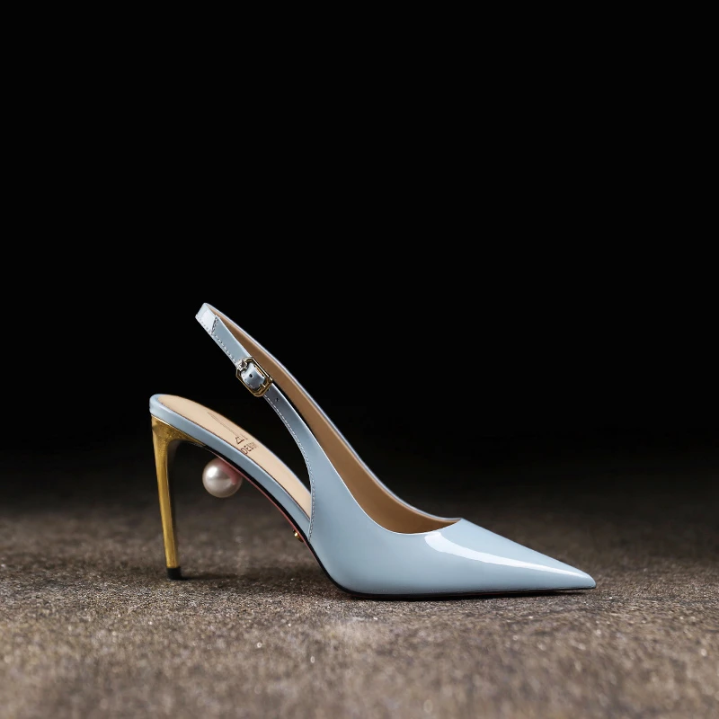 夏天穿裙子专用轻奢女鞋真皮后空细跟包头凉鞋爆款名媛风高跟鞋