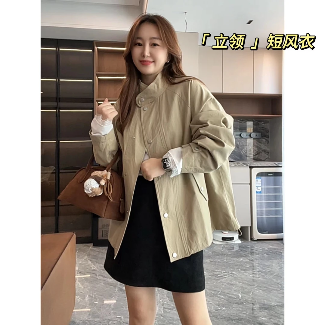 GTNER “巴黎秋日” 早秋新款时尚立领宽松女气质短风衣外套D1401
