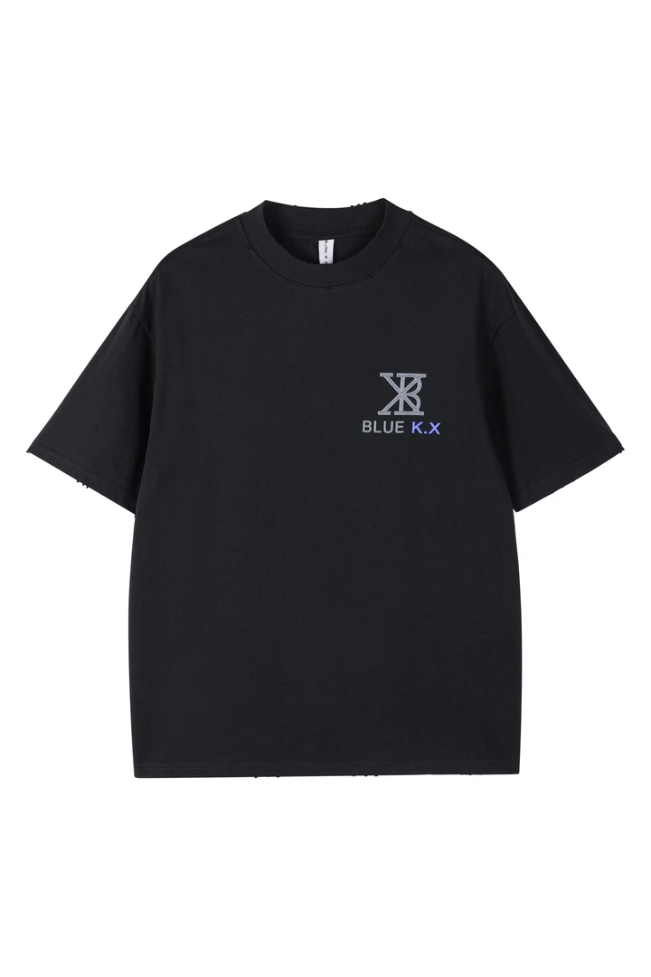 BLUE K.X厚板拉浆logo印花短袖T恤