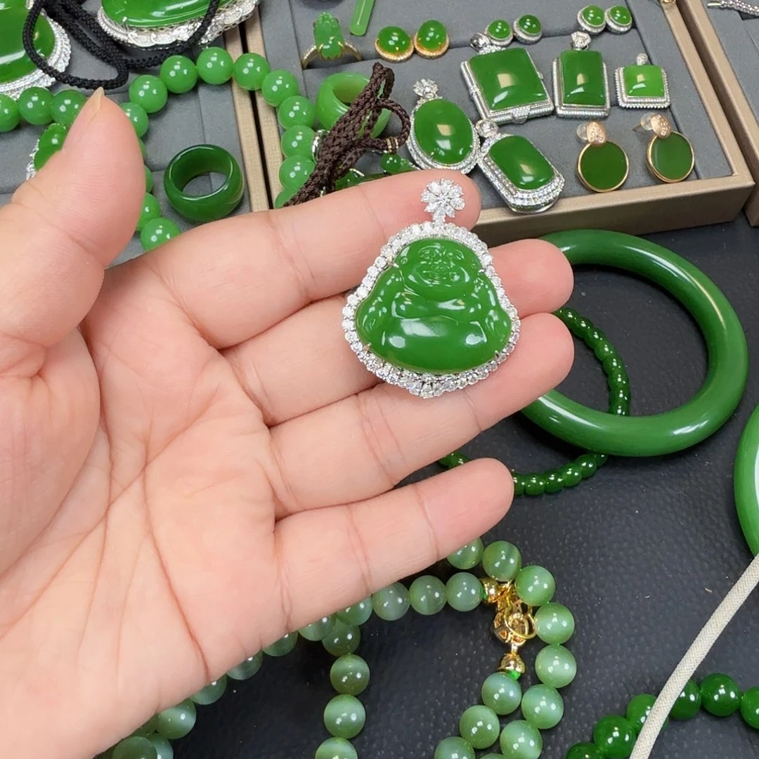 ****宝和田玉18K金镶嵌珠宝半成品