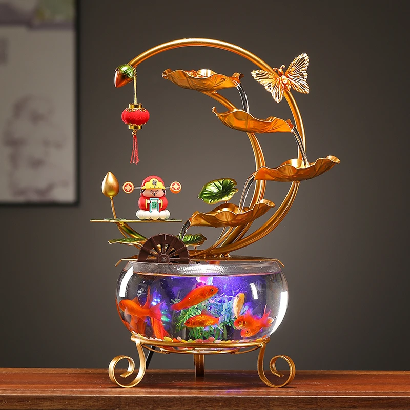 流水生财摆件循环水新中式创意客厅办公家居喷泉装饰送礼开业礼物