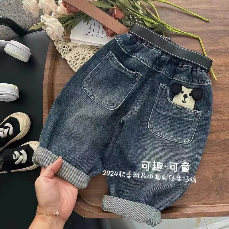 宝宝2025春季新款牛仔裤中小童洋气韩版休闲裤男女童春天外穿长裤